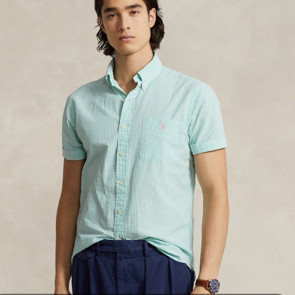 Ralph Lauren RL Prepster Classic Fit Seersucker Shirt SZ S